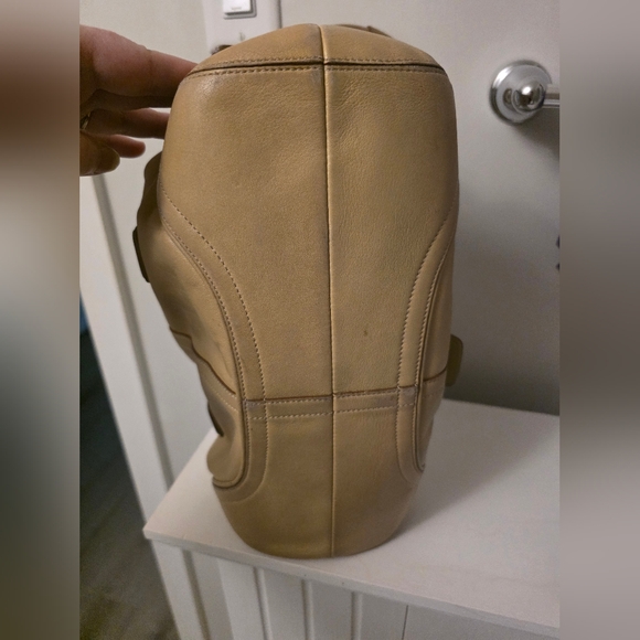 Coach Beige Leather Satchel with Pouch - Picture 10 of 14